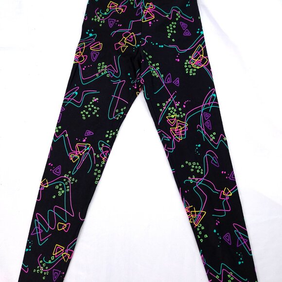 Gilda Marx Spandex VINTAGE 1980s Neon Printed Tights Sz Small - Picture 2 of 9